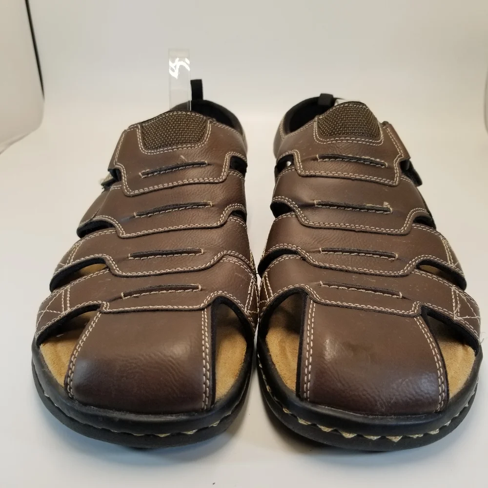 Dockers Searose Mens Size 13M Brown Faux Leather Fisherman Sandal Memory Foam